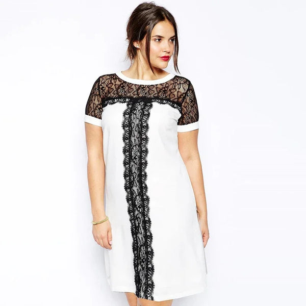 Plus Size Lace Patchwork Elegant Summer Dress for Parties and Work