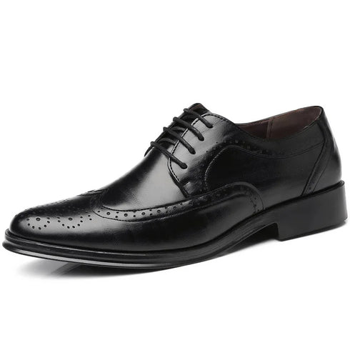 Elegant Handcrafted Oxford Brogue Dress Shoes for Men - Genuine Calfskin Leather, Classic Business Formal Style, Perfect for Office and Career Occasions