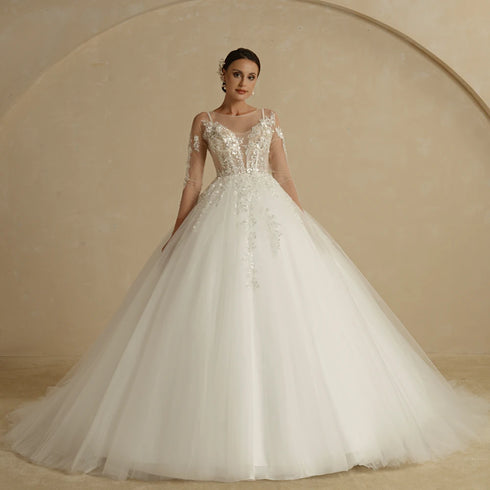BEPEITHY Customized Luxury Strapless A Line Glitter Wedding Dresses