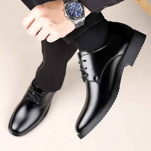 Leather Shoes for Men Casual Derby Square Toe Business Style