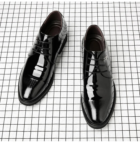 Elevator Dress Shoes for Men Patent Leather Heighten Formal Oxfords