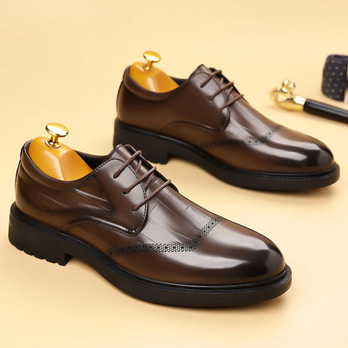 Leather Oxford Shoes for Men Elegant Minimalist Lace Up Business Casual Footwear