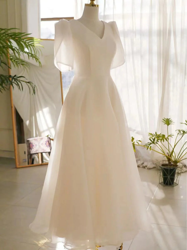 FANAN Elegant A-Line Wedding Dresses V-Neck Customized Gowns