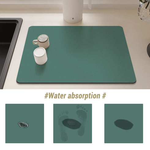 Solid Kitchen Super Absorbent Dish Drying Mats Non-Slip Draining Pads Quick Dry Tableware Accessories