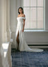 Simple Off The Shoulder Satin Mermaid Wedding Dress Side Slit