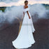 White Mermaid Satin Wedding Dresses with Detachable Overskirt Train Customized Bridal Dress 2 in 1 Gowns