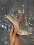 Liyke Crystal Rhinestone PVC Transparent Women Pumps Heels