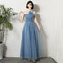 Bridesmaid Dress Elegant Ankle Length Tulle Ball Gown With Pleat Sash Built In Bra Prom Bridal Gown