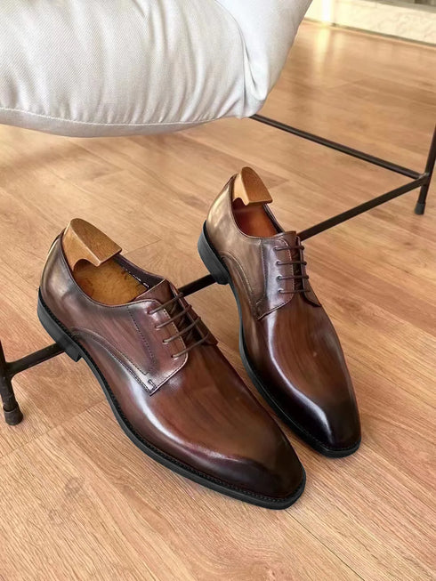 Elegant Plus Size Men's Formal Oxfords - Classic Lace-Up Leather Shoes for Weddings, Office, and Business Casual Events