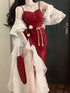 French Vintage Fairy Mermaid Dress Women Lace Midi Dress