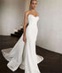 Chic White Satin Mermaid Wedding Dresses with Long Train
