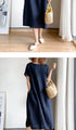Loose Fit Slimming Cotton Linen Dress for Women Summer Plus Size Mid-Length Skirt