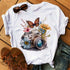 Womens Butterfly Tree Print Harajuku T-Shirt Casual Short Sleeve Summer Top