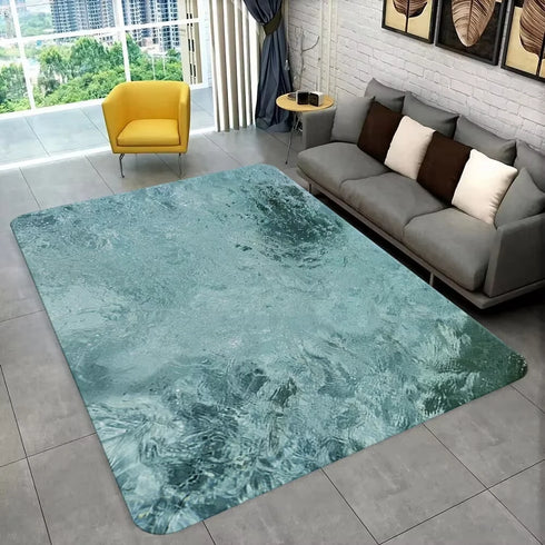 3D Beach Wave Inspired Carpet Area Rug for Living Room Decor and Home Use