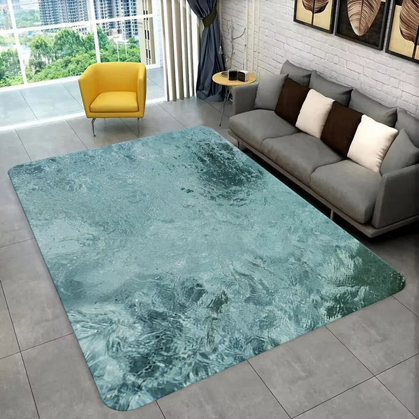 3D Beach Wave Inspired Carpet Area Rug for Living Room Decor and Home Use