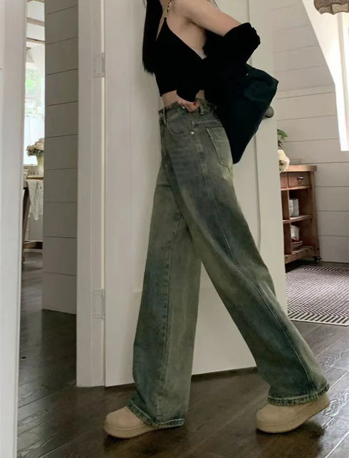 Vintage Wide Leg Jeans for Women - Stylish Casual Trousers Perfect for Spring Streetwear, Loose Fit High Waist Denim Pants Ideal for Effortless Wide Leg Jeans Outfit Inspirations