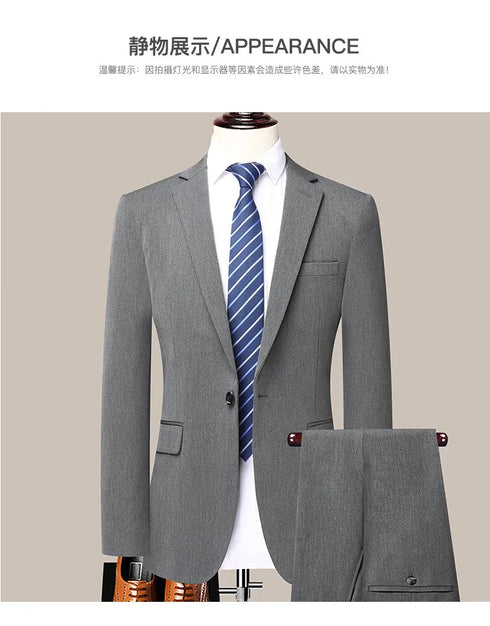 Men's Fashion Business Suit Two-Piece Set for Weddings and Banquets