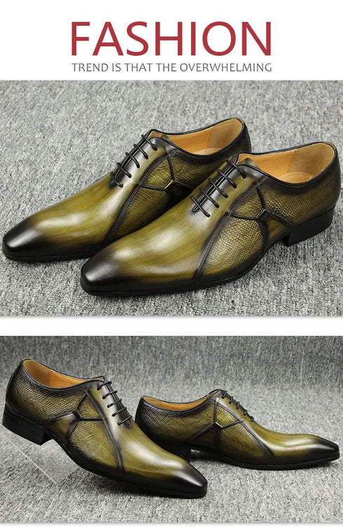Men's Leather Oxfords Dress Shoes for Office Formal Events Stylish Pointed Toe Design