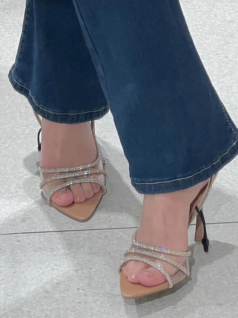 Thin Heel Fairy Style Hollow Pointed Open Toe Sandals