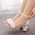 Elegant Floral Buckle Strap Heeled Sandals for Women's Wedding and Party Wear