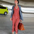 Floral Printed Women Tank Dress Slim Fit Deep V Neck Elegant Streetwear