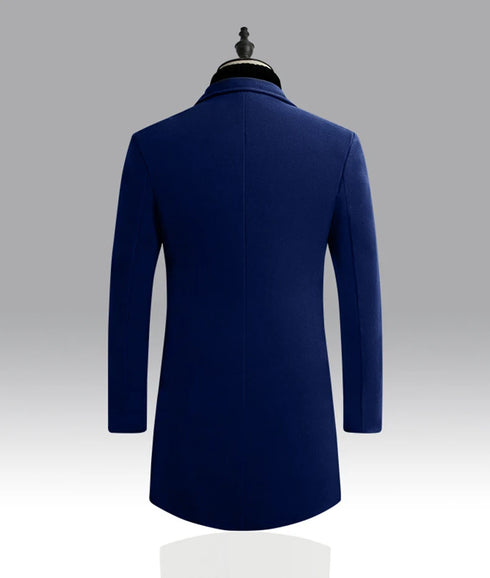 Men's Slim Fit Trench Coat for Fall and Winter - Stylish Woolen Blended Outwear for Business Casual and Travel