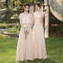 Bridesmaid Dress Satin Off-Shoulder Ruffle A-Line Floor-Length Lace-Up Gown Wedding Dress