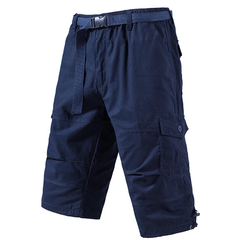 Mens Crop Pants Casual Cargo Shorts with Zipper Pockets