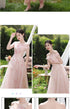 Off Shoulder Bridesmaid Dress Elegant Bubble Sleeve Floral Print Aline Gown For Party