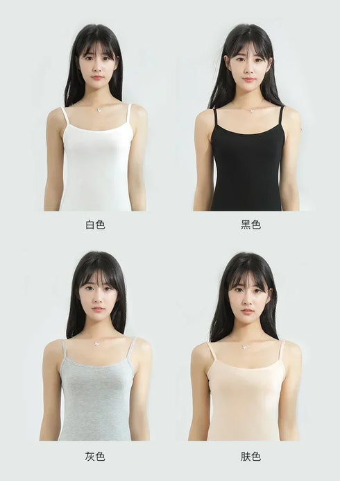 Stylish Women's Solid Color Sleeveless Sling Camisoles & Crop Tops - Slimming Vests for Comfortable Layering and Everyday Wear
