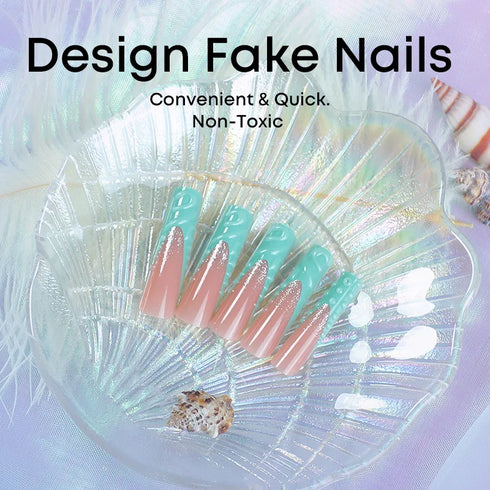 24pcs 3D Water Drop Design Full Cover Long Ballet Press-On Nails for Summer Parties - Extra Long Wearable Fake Nail Patches