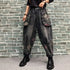 Harem Style Printed Jeans For Women Elastic Waist Denim Pants Casual Loose Relaxed Fit