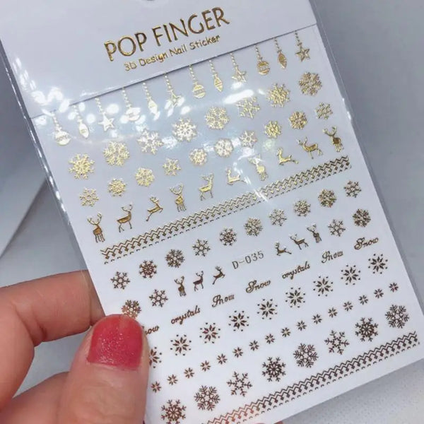 Mini Snowflake Christmas Nail Art and Scrapbooking Stickers with Santa Claus, Snowman, and Gold Foil Water Decals for Festive New Year Decorations