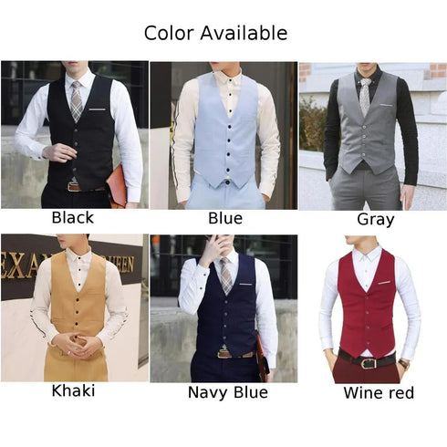 Men's Formal V Neck Tuxedo Vest - Tailored Fit Waistcoat for Business Events and Gatherings