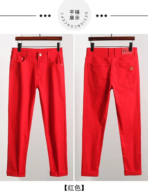 Men's Colorful Denim Stretch Comfortable Jeans for Casual Business Wear