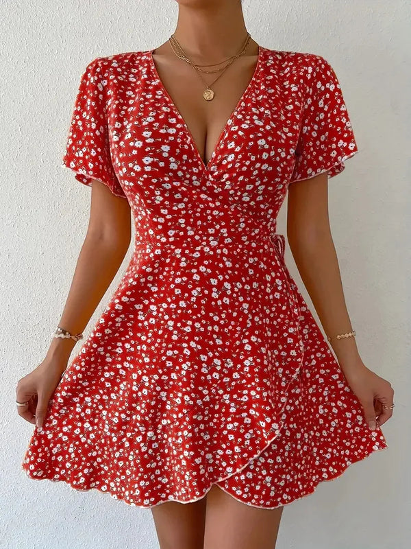 Women Sexy Printed A Line Dress Summer Bohemian Mini Dresses