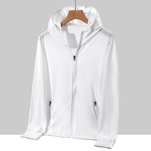 Plus Size Lightweight Summer Windbreaker Jacket for Men - Hooded, Quick-Drying, UPF 50 Sun Protection, Breathable Casual Coat for Outdoor Activities