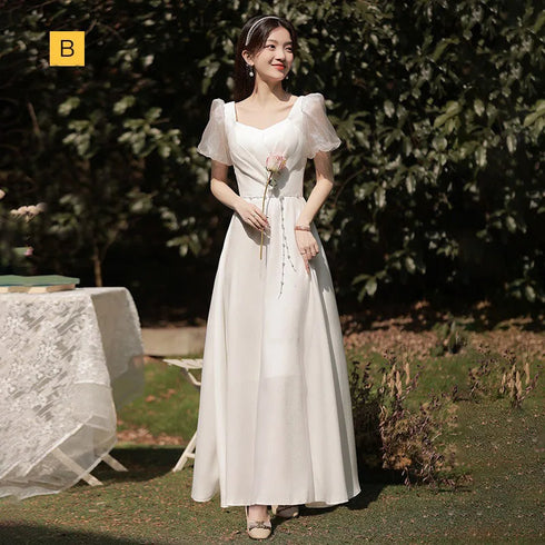 Bridesmaid Dress Floor Length Jersey Gown With Ruched Bow Sweetheart Neckline For Wedding Party Dress