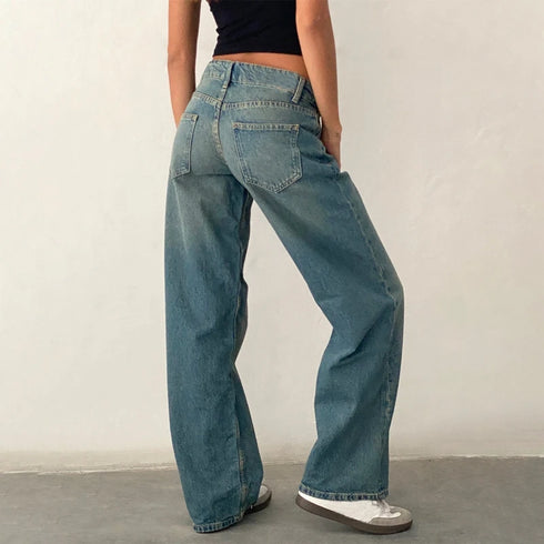Casual Vintage Wide Leg Jeans for Women - Baggy Low Waist Boyfriend Pants Perfect for Cyber Grunge Streetwear and Fall Outfits with Jeans