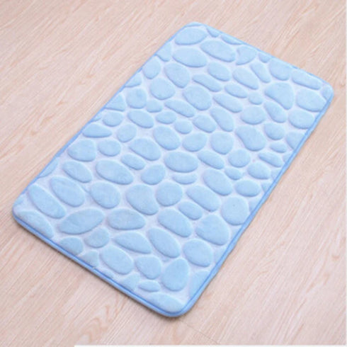 Cobblestone Embossed Non-Slip Bath Mat Memory Foam Carpet for Bathroom Shower Room Doormat