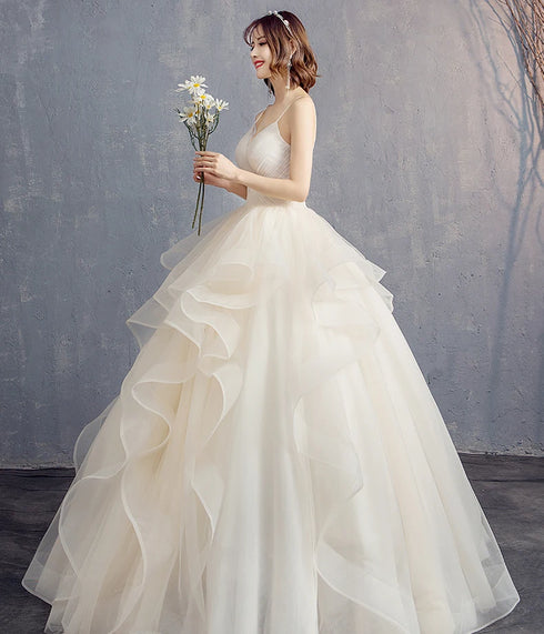 Custom Wedding Dress Lace Up Back Floor Length Gown Built In Bra Floral Print Draped Organza Plus Size Bridal Gown