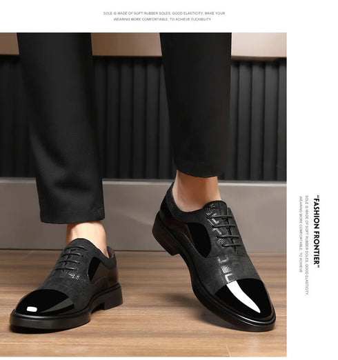 Elegant Men's Dress Shoes for Formal Occasions - Stylish PU Leather Slip-On Business Footwear for Weddings and Parties