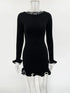 Women's Knit Mini Dress Ruffled Autumn High Waist Elegant Slim Party Dress Patchwork Knitwear