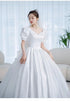 Vintage Princess Wedding Dress Satin Gown with Beading Plus Size
