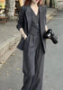 Elegant 3-Piece Korean Business Suit for Women: Stylish Blazer, Sleeveless Vest, and Wide Leg Pants Set for Office and Casual Wear