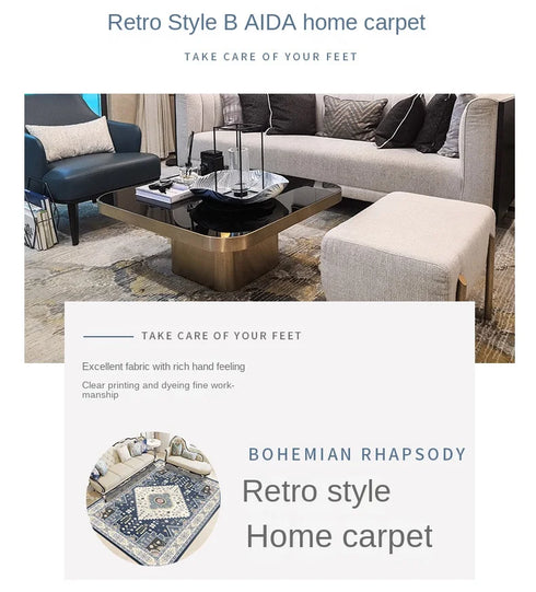 Retro Persian Carpet Blanket for Bedroom and Living Room Decor