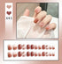 24Pcs Cute Bow Short Coffin Press On Nails - Artificial Full Cover Acrylic Nail Tips for Fall Season Nail Art Decor with Seamless Removable Designs