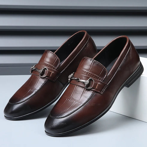 Stylish Men's Genuine Leather Pointed Loafers for Summer - Comfortable, Breathable Casual Shoes Perfect for Spring and Autumn Occasions