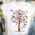 Womens Butterfly Tree Print Harajuku T-Shirt Casual Short Sleeve Summer Top