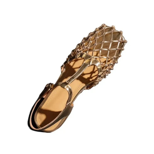 Woven Mesh Square Toe Low Heel Mules Sandals For Women